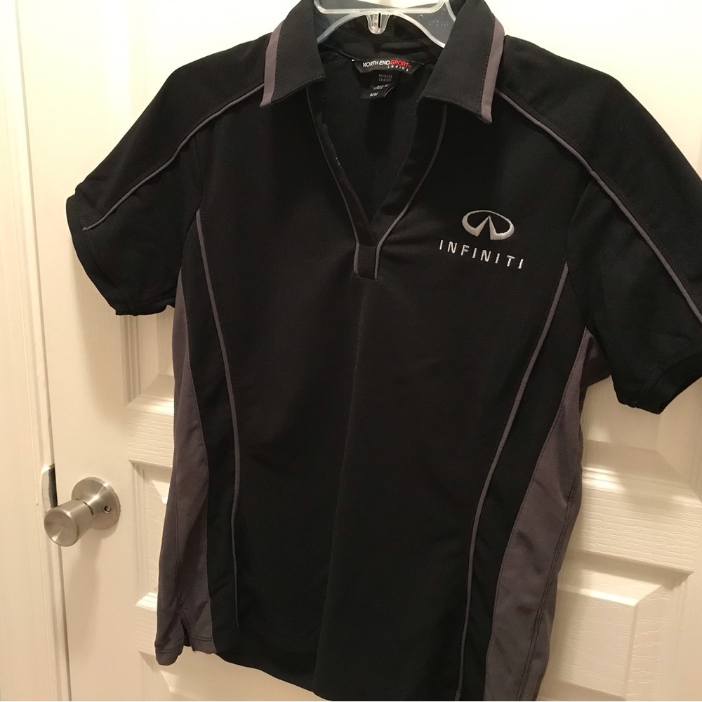Infiniti Black & Gray Polo Top. Size M.